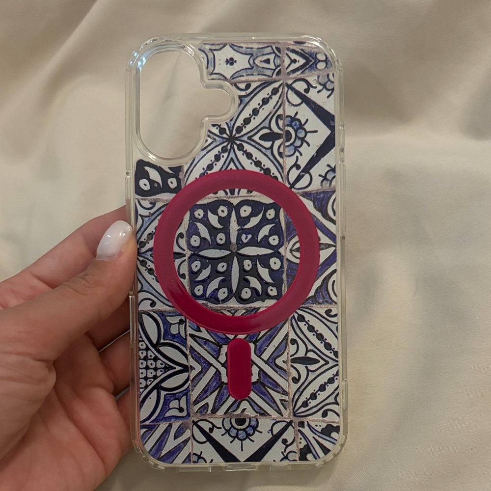 Stylish Pink and Blue Patterned Phone Case